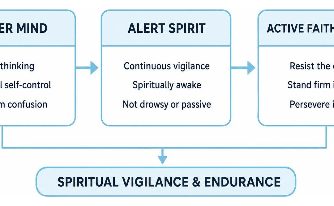 diagram showing connection between sober mind, alert spirit, and active faith defense