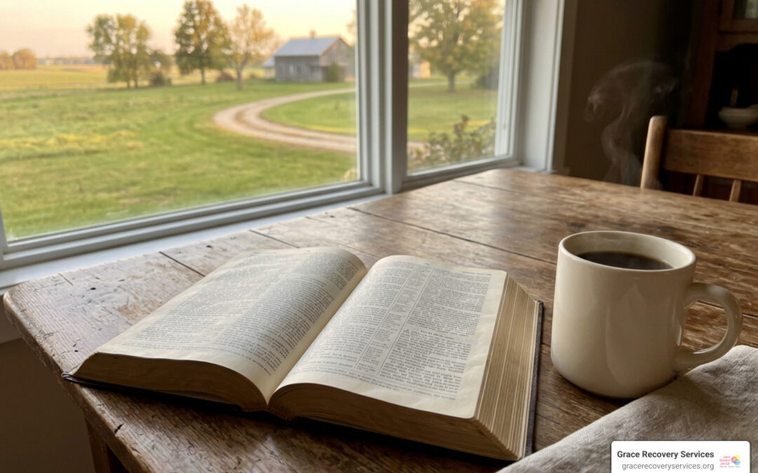 open Bible in peaceful morning light